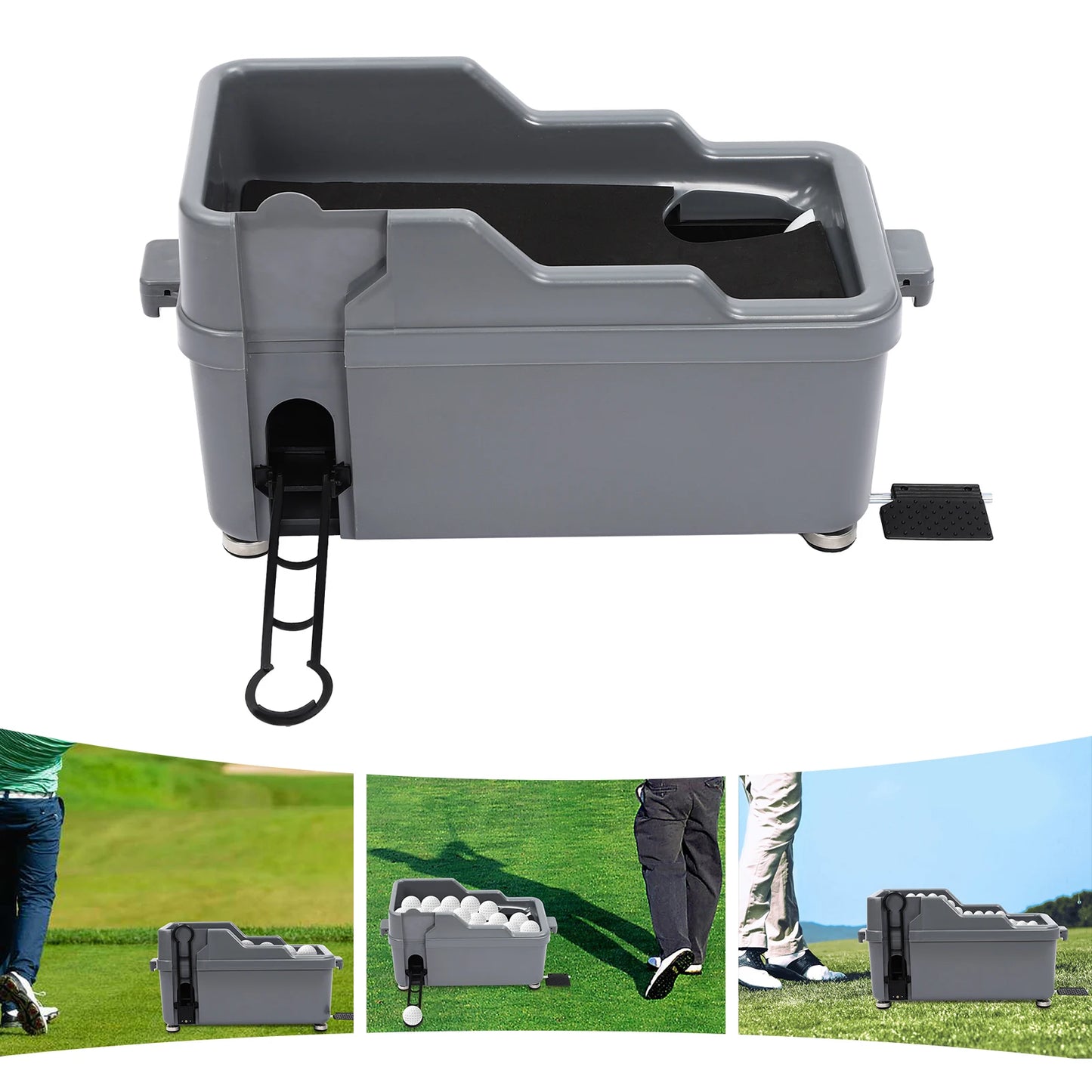 Semi-Automatic Golf Ball Dispenser, Capacity Foot Pedal Golf Tee Machine, Portable Golf Ball Feeder for Driving Range Practice, No Power Required