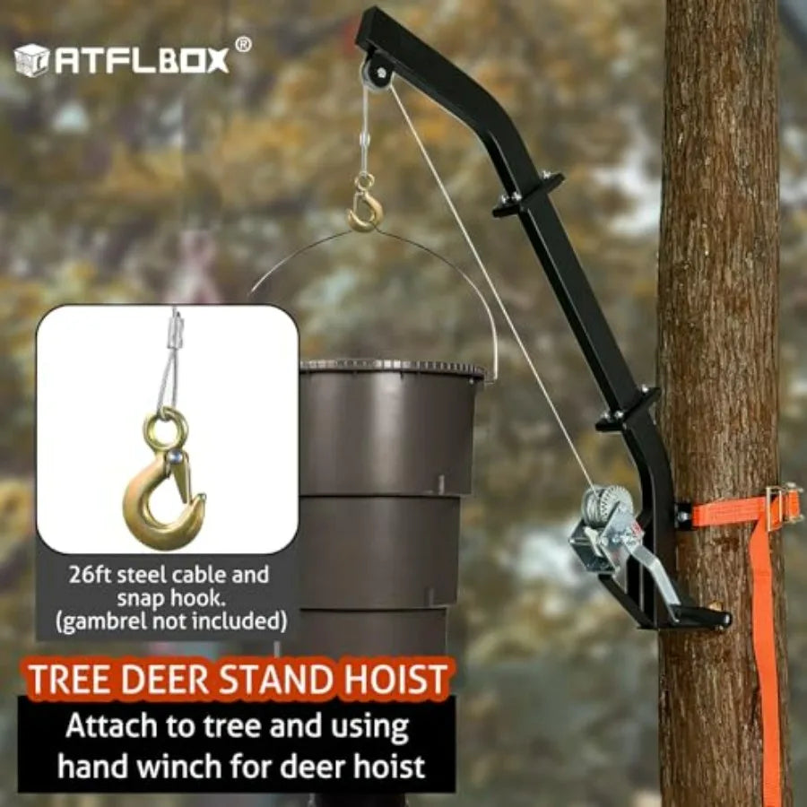 SHXI Tree Mounted Game Hoist With Winch 500LBS Ratchet Strap