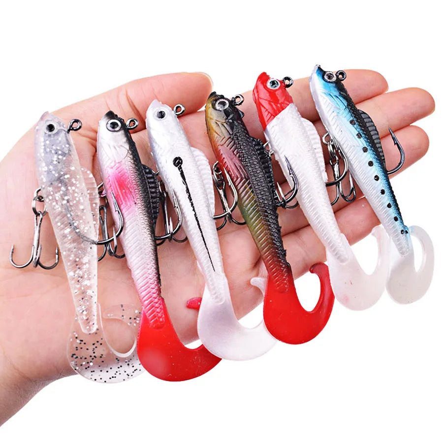 Six Piece Wobblers Soft Silicone Fishing Lures For Sea Bass