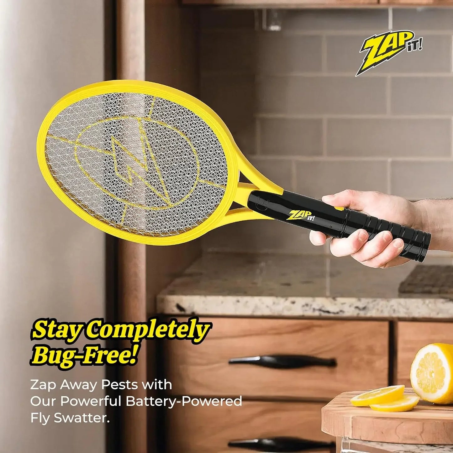 Electric Fly Swatter Racket 3500V Bug Zapper Battery Powered