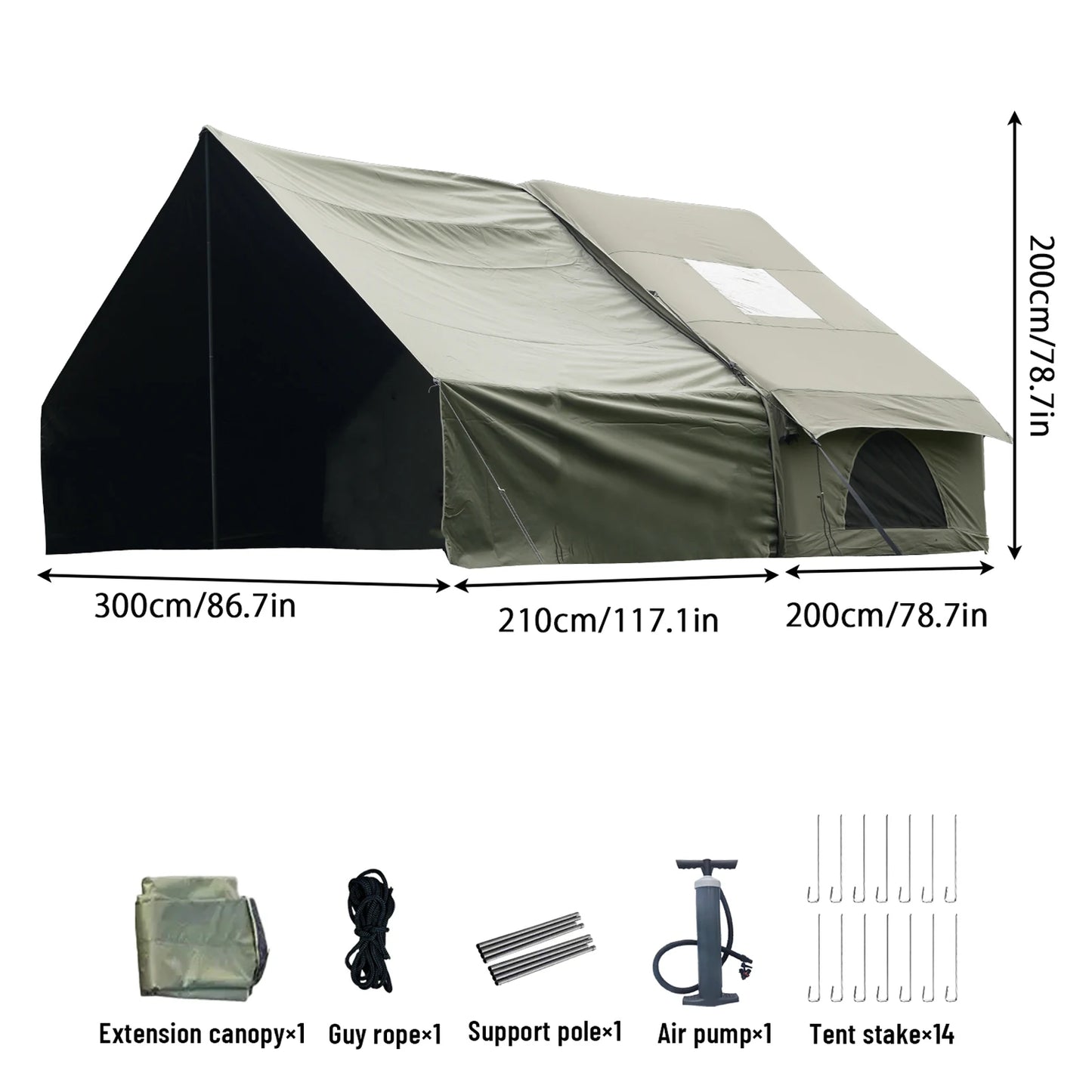 Pakicetus Inflatable Tent With Skylight Quick Setup Family Luxury Tent
