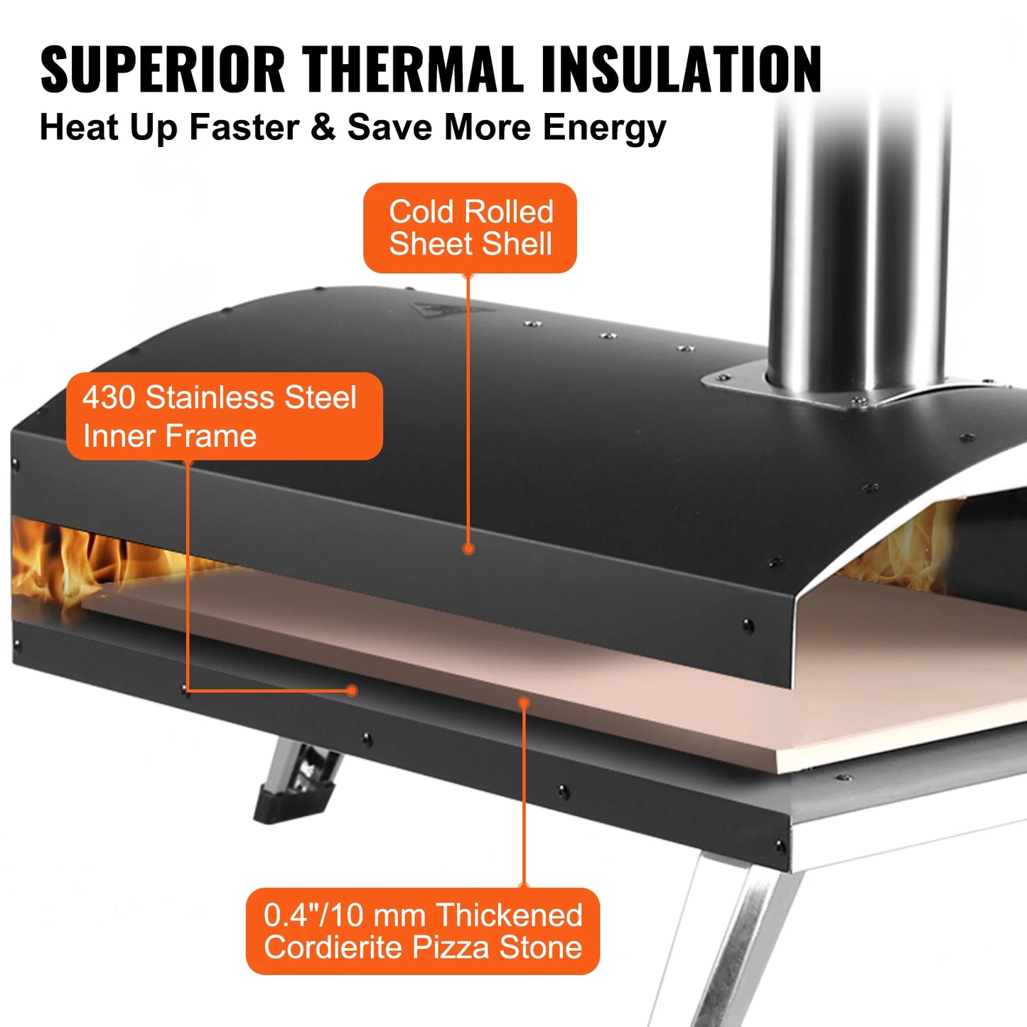 SucceBuy Portable Outdoor Charcoal Pizza Oven Grill