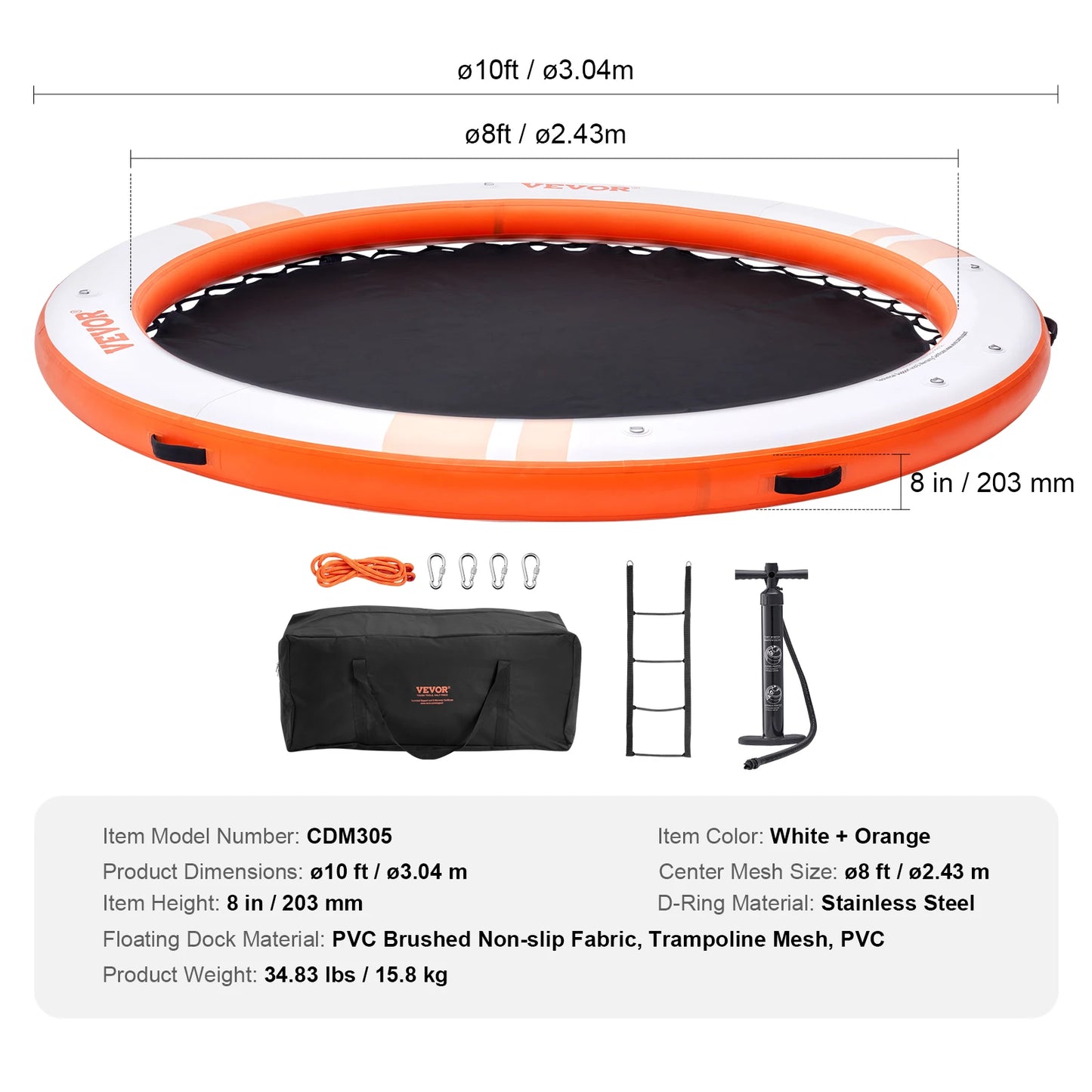 SucceBuy Inflatable Floating Dock Platform for Water Recreation
