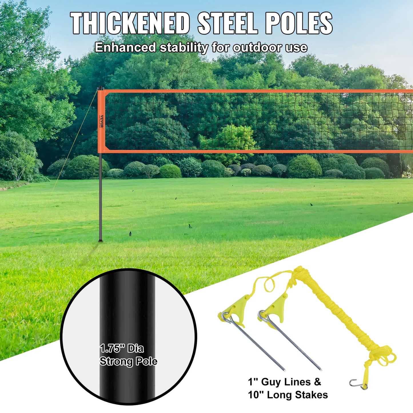 VEVOR Outdoor Volleyball Net System With Adjustable Height Poles