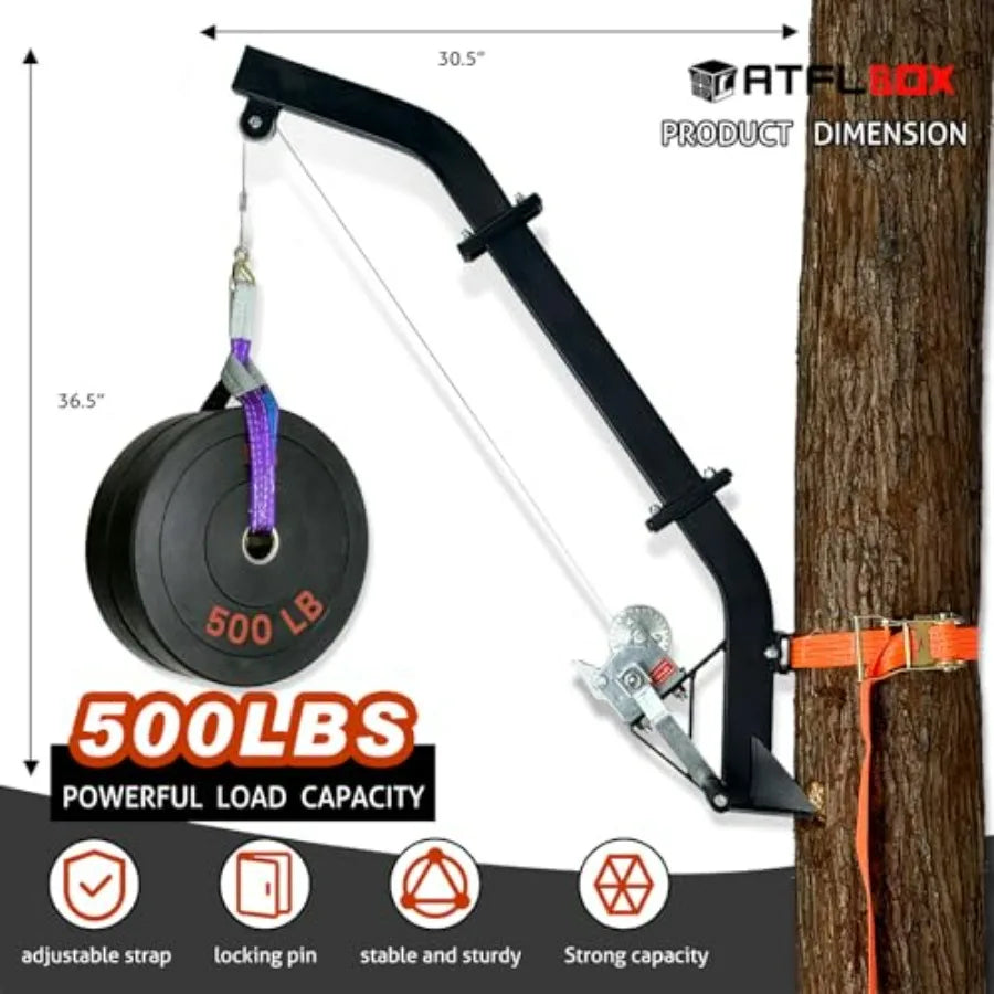 SHXI Tree Mounted Game Hoist With Winch 500LBS Ratchet Strap