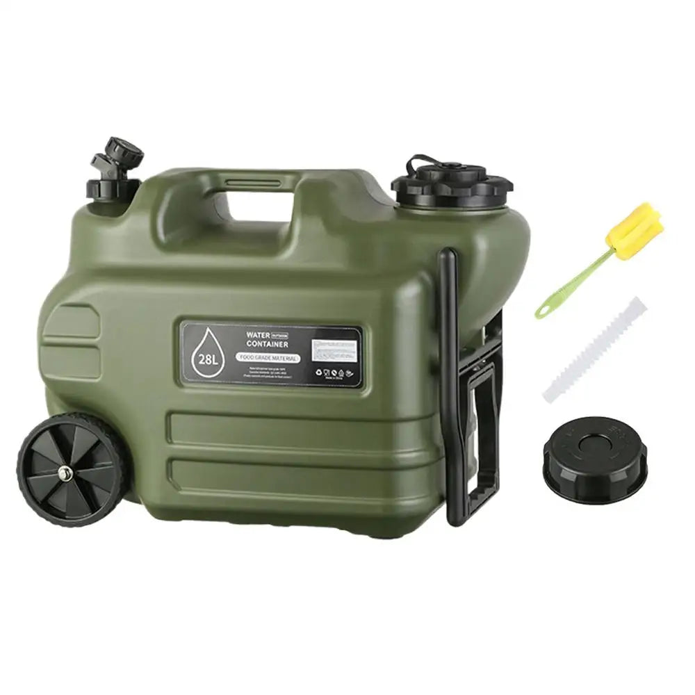 28L Camping Water Container With Faucet Portable Leak-Proof Water Bucket With Wheels Outdoor Water Jug For Picnic accessories