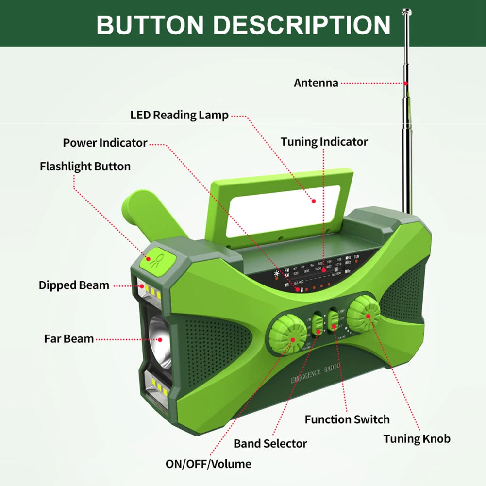 ALLOYSEED Dual Speaker Emergency Hand Crank Weather Radio