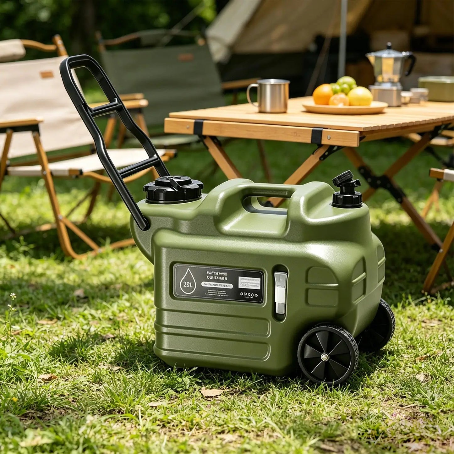 28L Camping Water Container With Faucet Portable Leak-Proof Water Bucket With Wheels Outdoor Water Jug For Picnic accessories