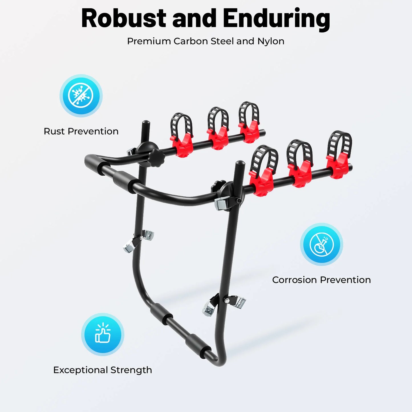 Trunk Mount 3Bike Carrier For Cars SUVs Fits Most Vehicles
