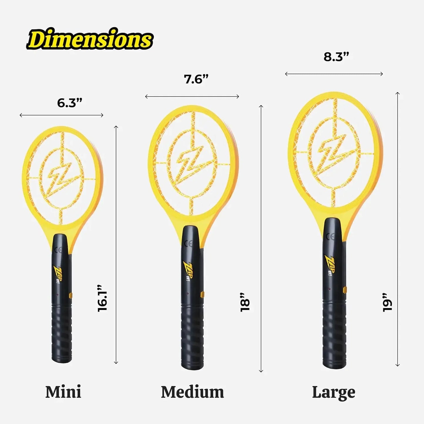 Electric Fly Swatter Racket 3500V Bug Zapper Battery Powered