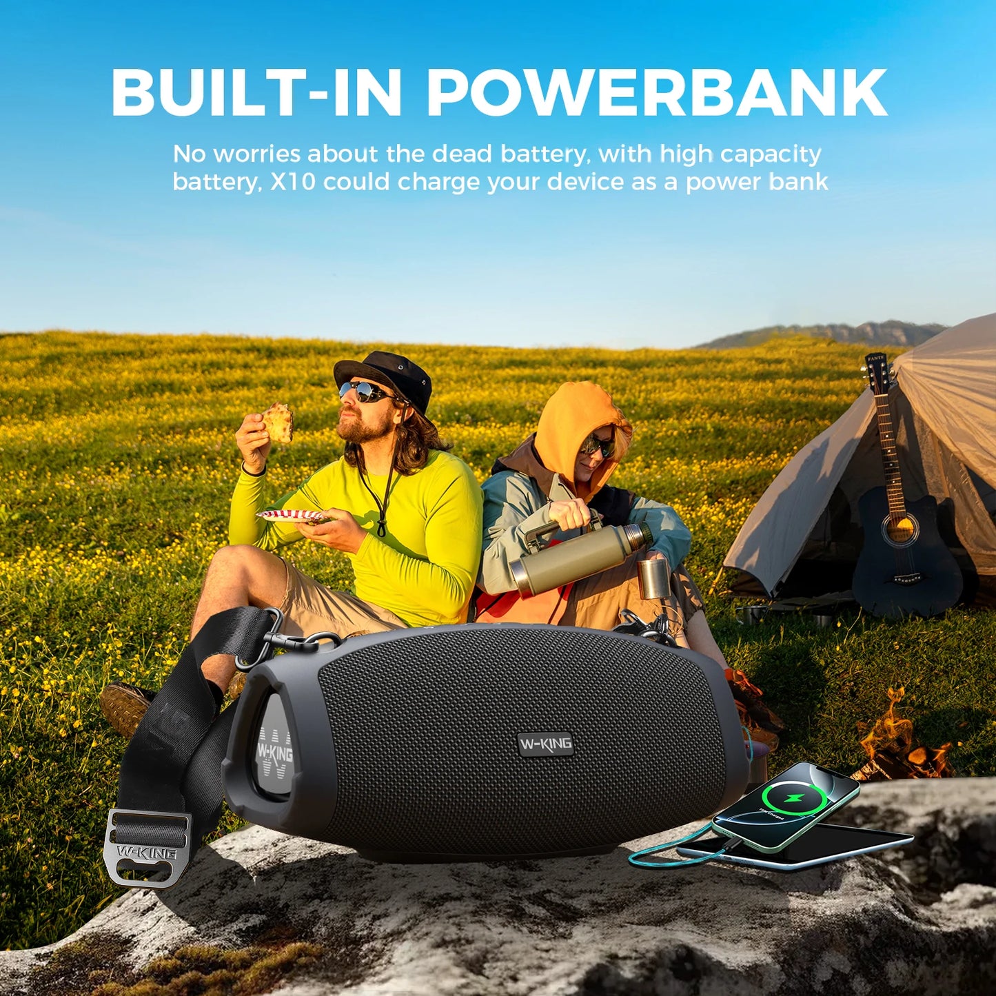 W-King 70W Waterproof Portable Bluetooth Speaker Outdoor Deep Bass