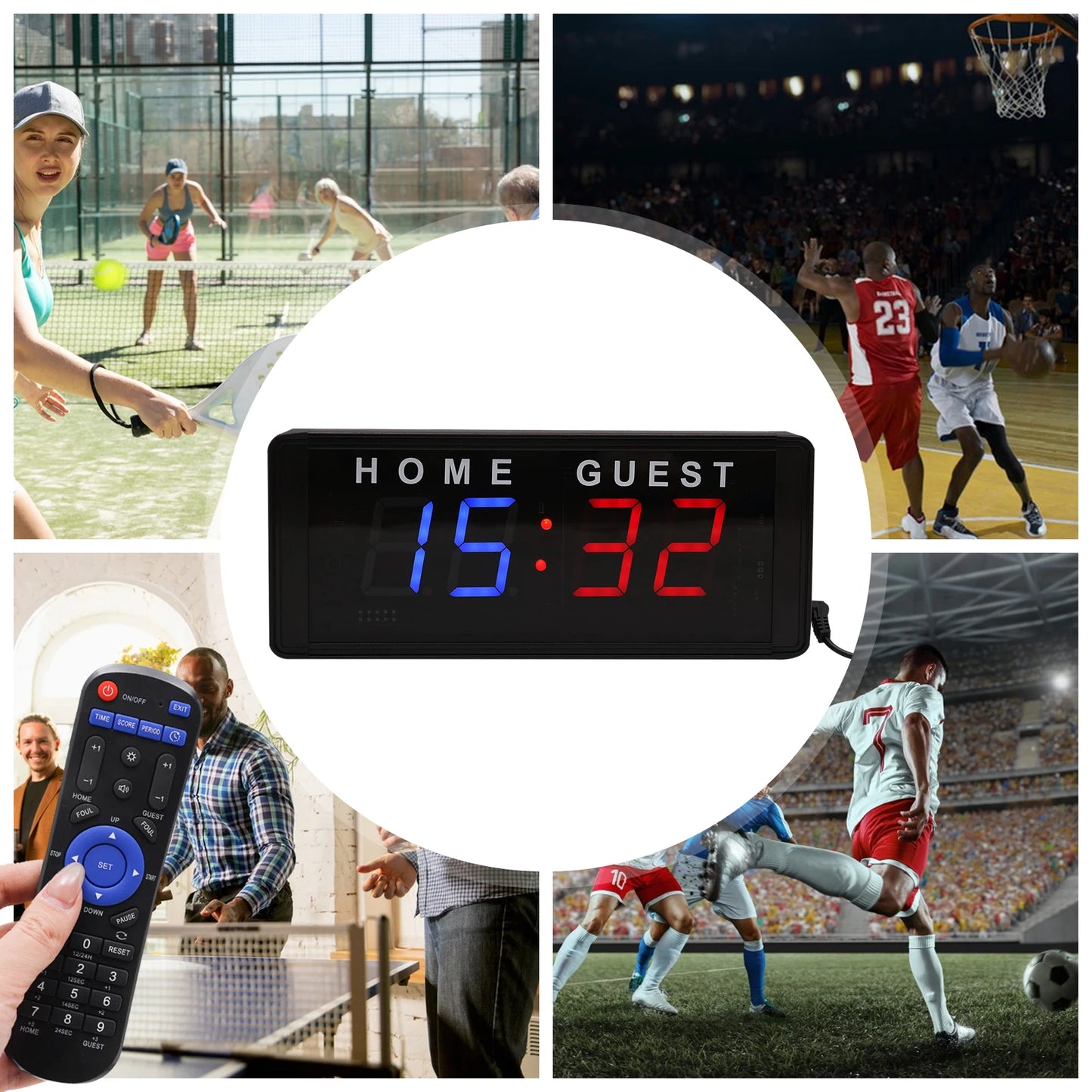 LED 4 Digit Scoreboard With Remote For Badminton, Volleyball