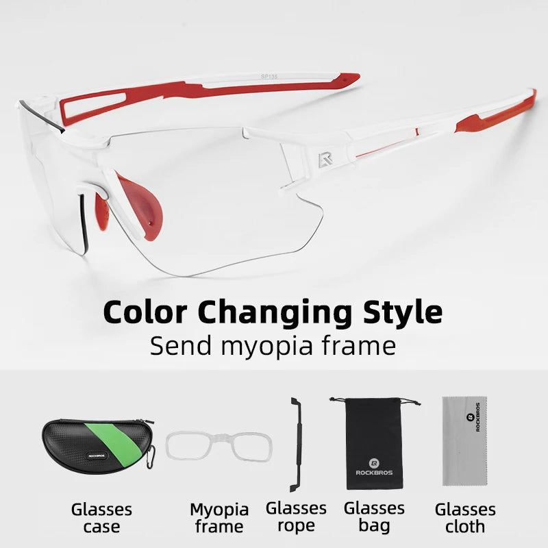 ROCKBROS Local Shipping Photochromic Cycling Sunglasses Eyewear UV400 Bicycle Glasses Outdoor Sports Bike Fishing Goggles