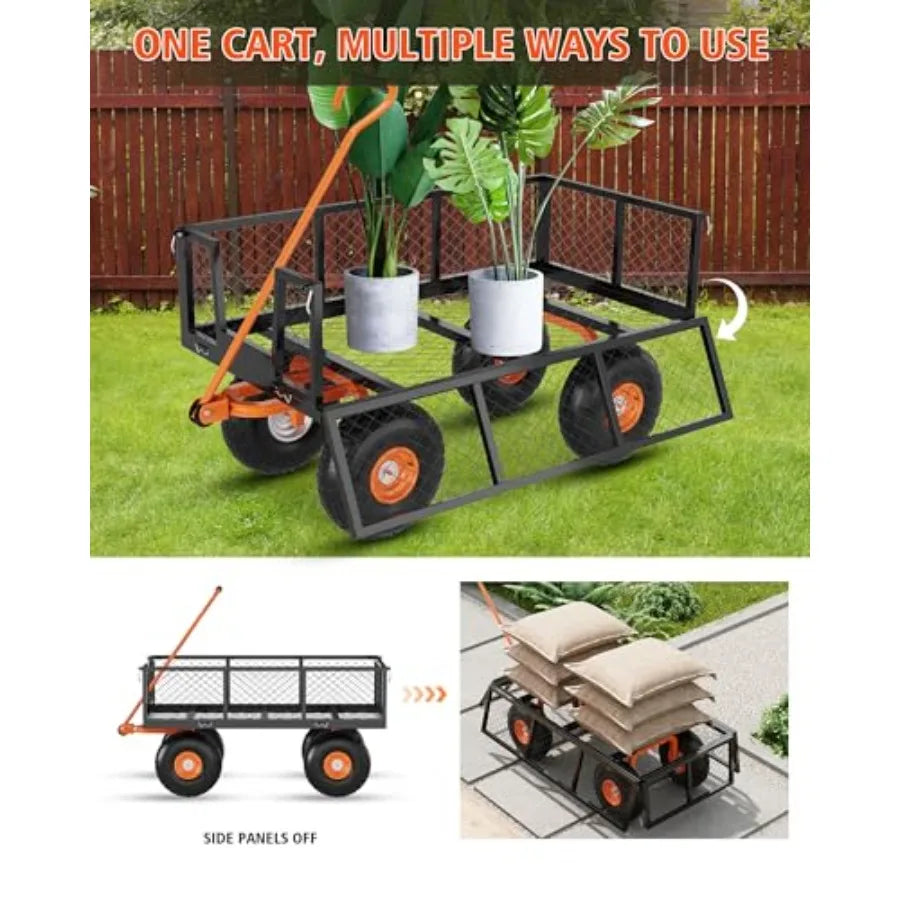 Heavy Duty Steel Garden Cart 500 Lbs Capacity