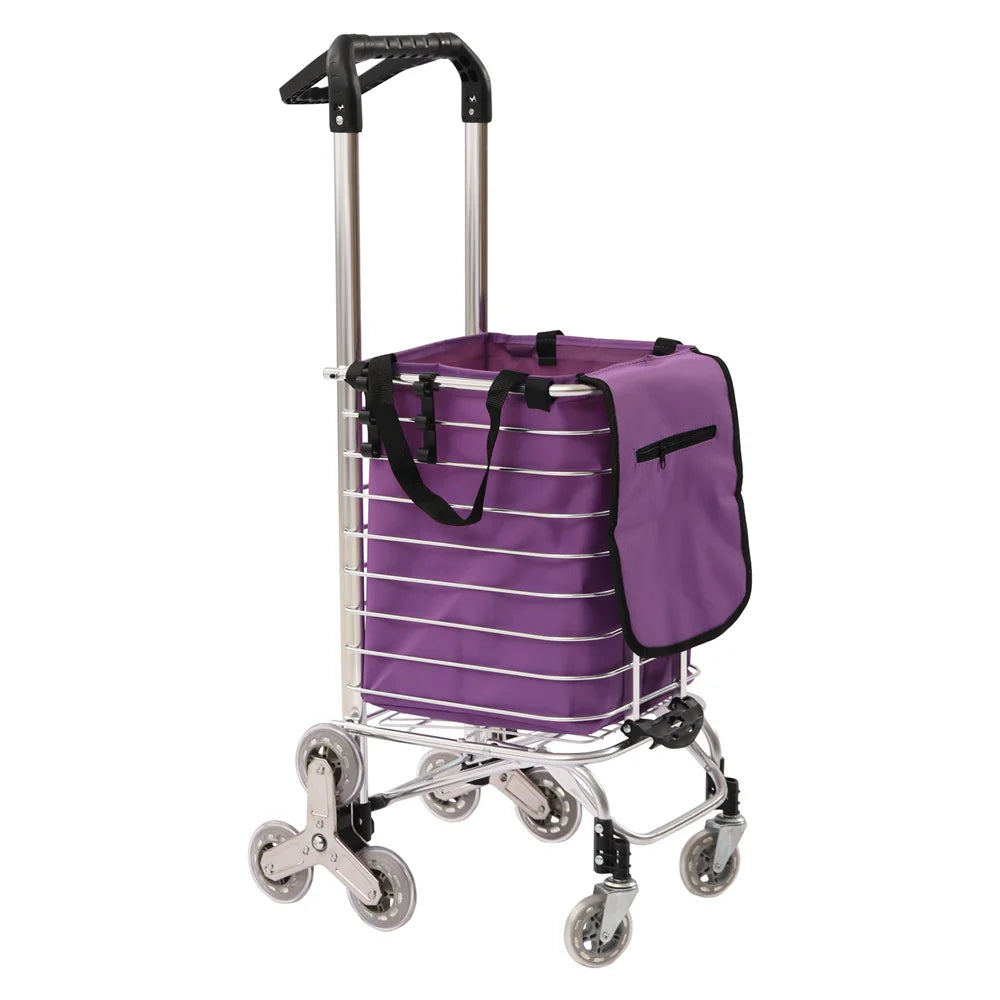 35L Folding Shopping Cart Stair Climber Shopping Cart Grocery Cart on Wheels
