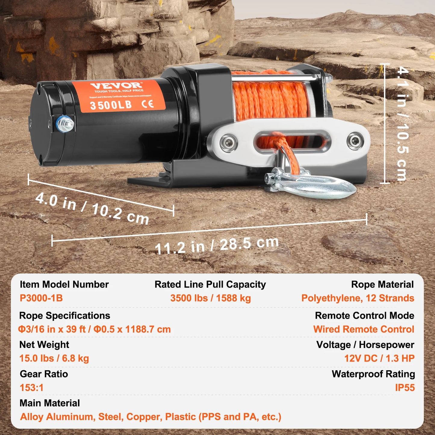 Succebuy 3500 Lbs Electric Winch For ATV UTV IP55 Waterproof