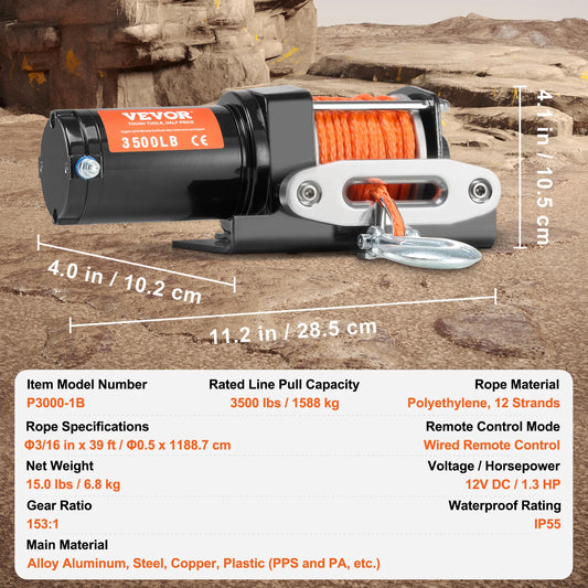 Succebuy 3500 Lbs Electric Winch For ATV UTV IP55 Waterproof