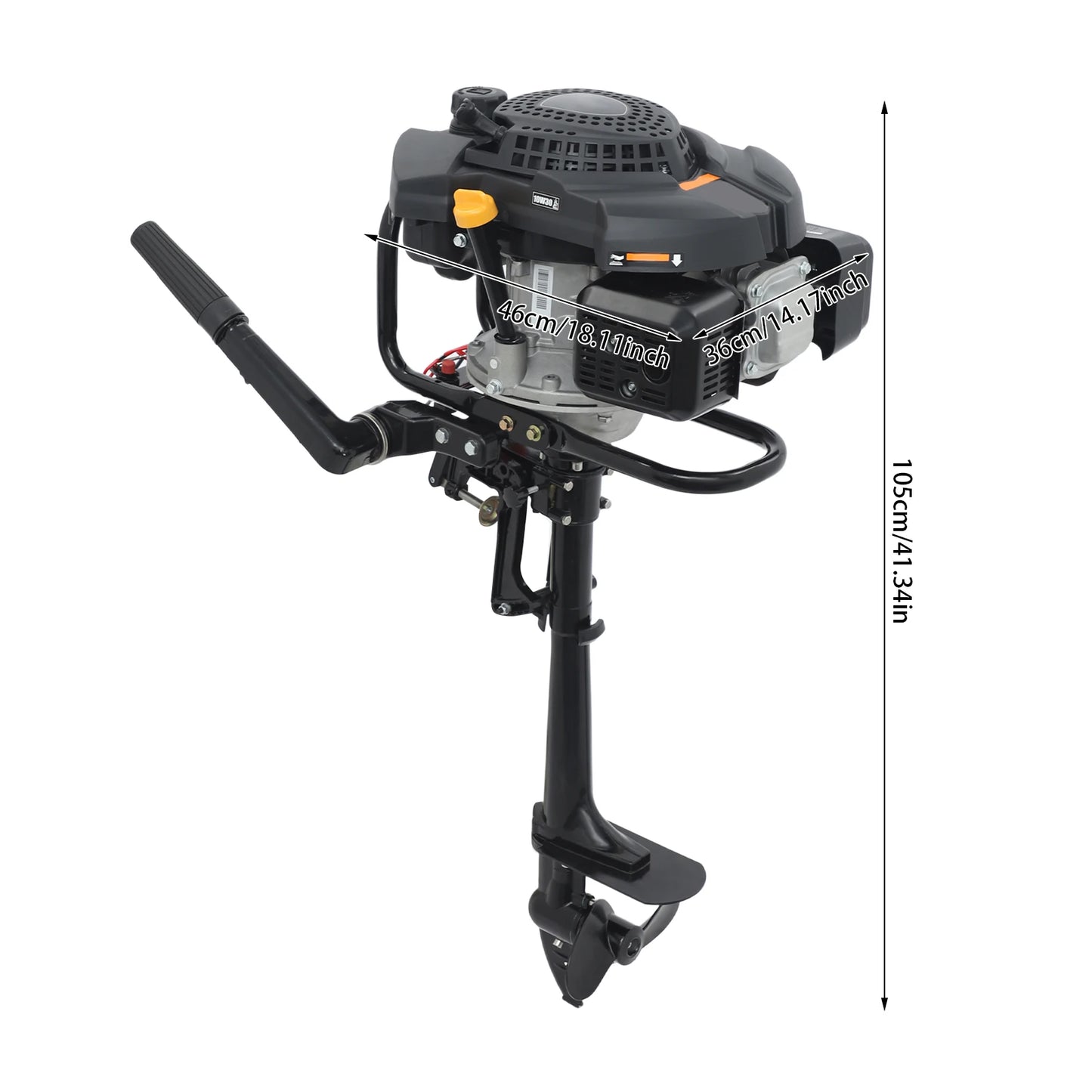 224cc 9HP Four Stroke Outboard Motor, CDI Ignition 180° Reverse Function, Aluminum Alloy Boat Engine for 15-20ft Boats