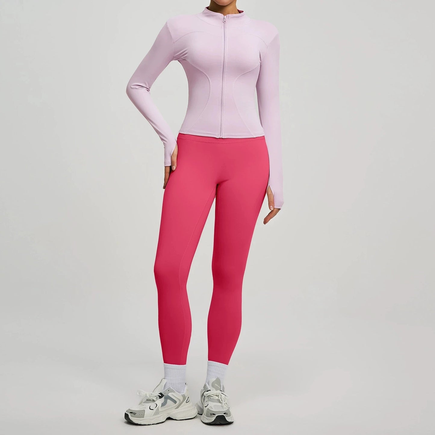 2Pcs Jacket Yoga Sets Women Long Sleeve Zipper Slim Sports Shirts Hip Lifting Leggings Fitness Running Workout Suits Tracksuit