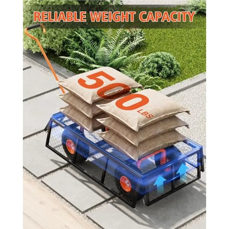 Heavy Duty Steel Garden Cart 500 Lbs Capacity