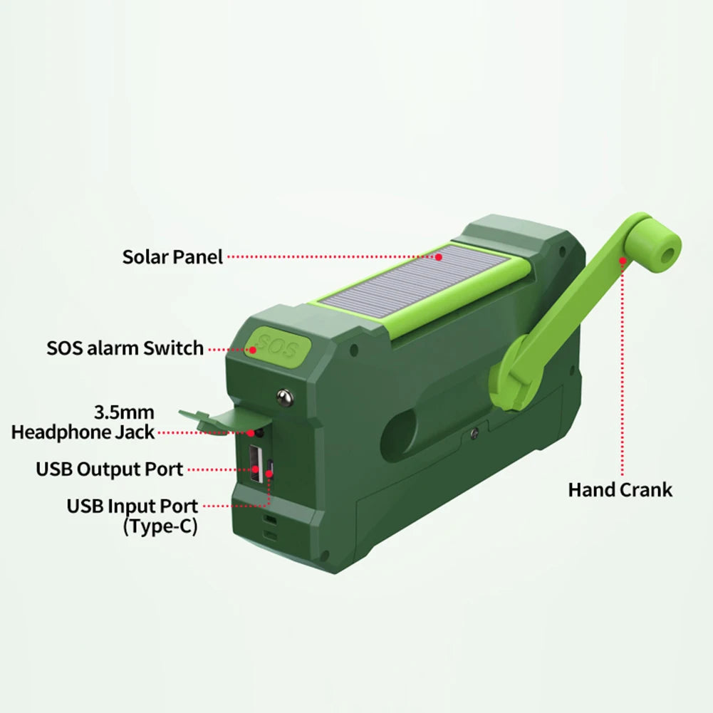 ALLOYSEED Dual Speaker Emergency Hand Crank Weather Radio