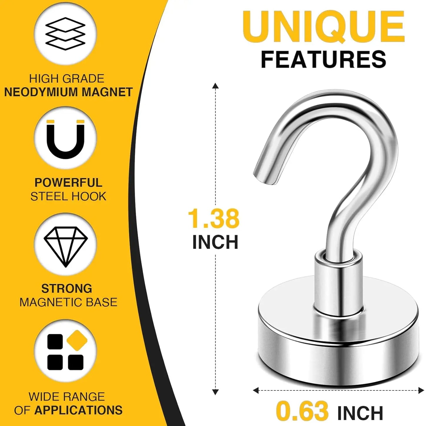 Magnetic Hooks 30lbs Heavy Duty Strong Magnets for Refrigerator Fridge Cruise Cabin Kitchen Home Easy to Assemble Wide