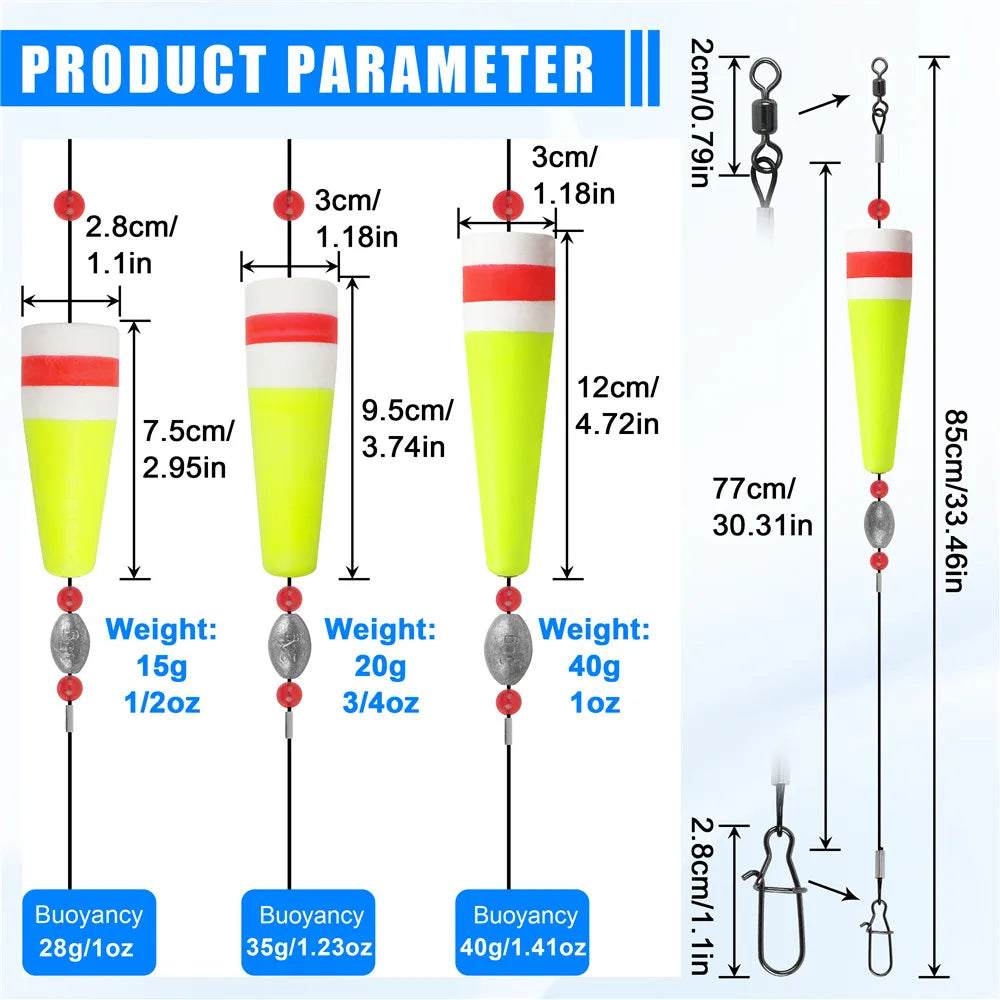JSHANMEI Fishing Bobbers Popping Corks for Saltwater Float Rig