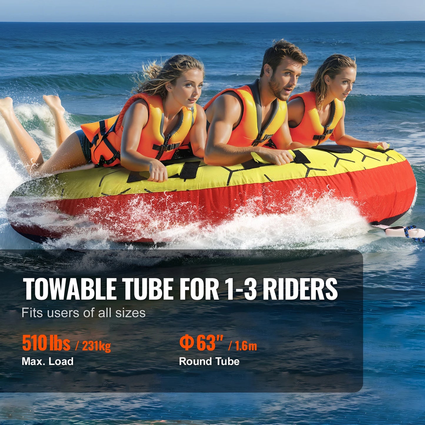 SucceBuy Towable Tube for Boating 1-3 People Water Sports