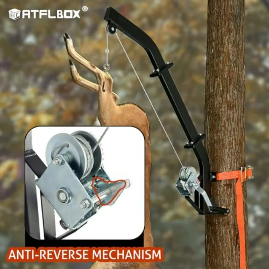 SHXI Tree Mounted Game Hoist With Winch 500LBS Ratchet Strap