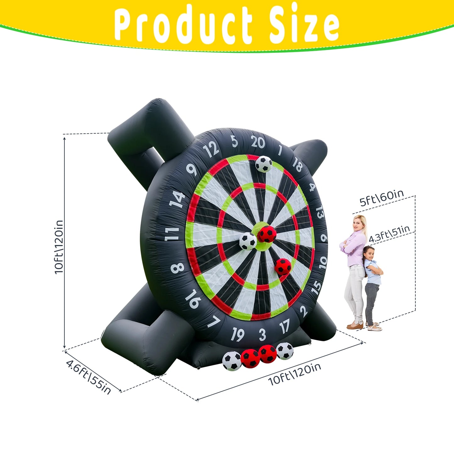 RTS Inflatable Outdoor Soccer Golf Darts Board Set