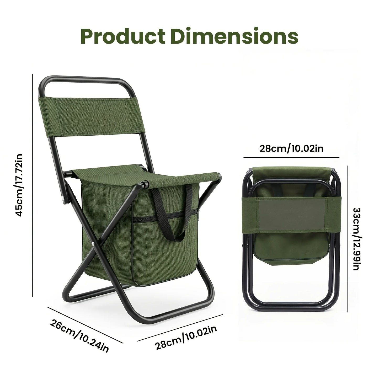 2 in 1 Camping Chair with Large Bag, Lightweight Folding Stool Heavy Duty 265Lbs for Outdoor Beach Hiking