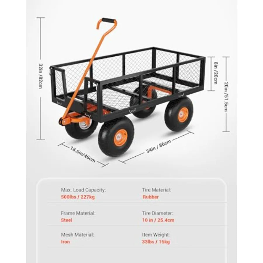 Heavy Duty Steel Garden Cart 500 Lbs Capacity