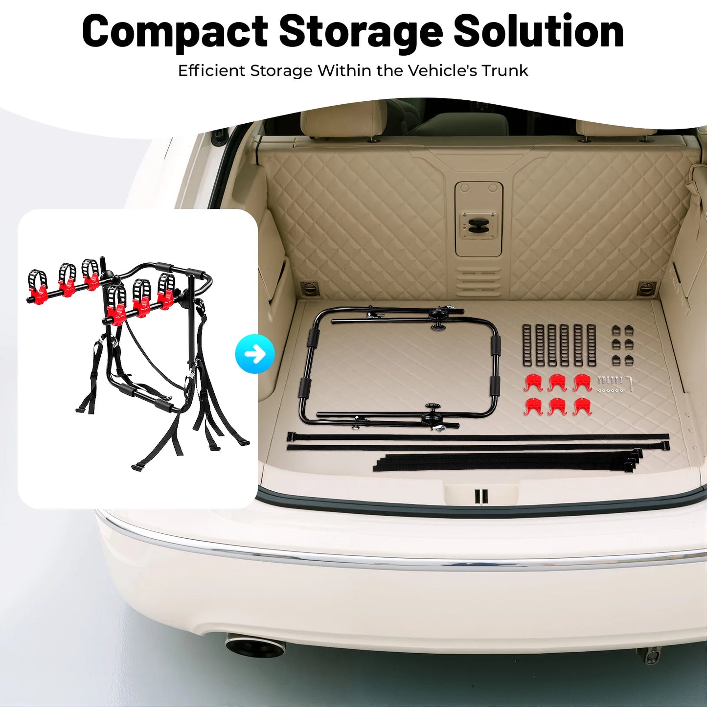 Trunk Mount 3Bike Carrier For Cars SUVs Fits Most Vehicles