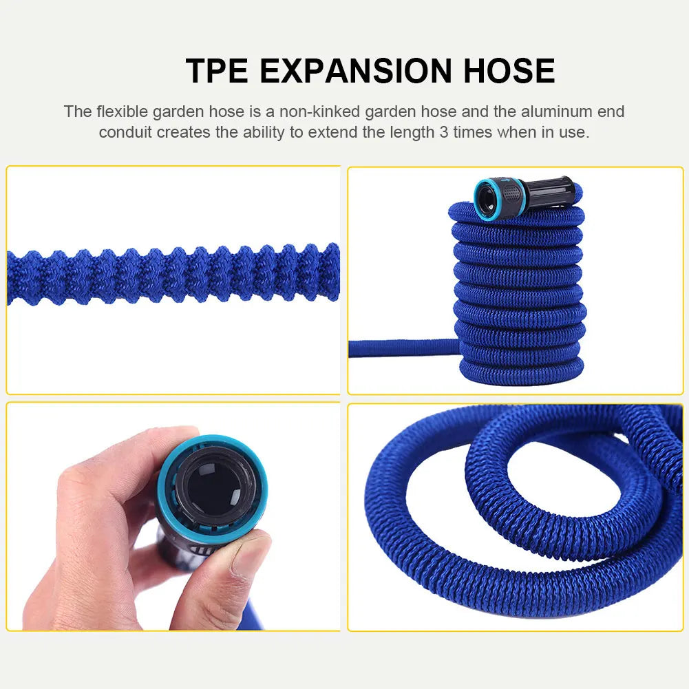 Expandable Flexible Water Hose With Spray Nozzle For Garden And Car Wash