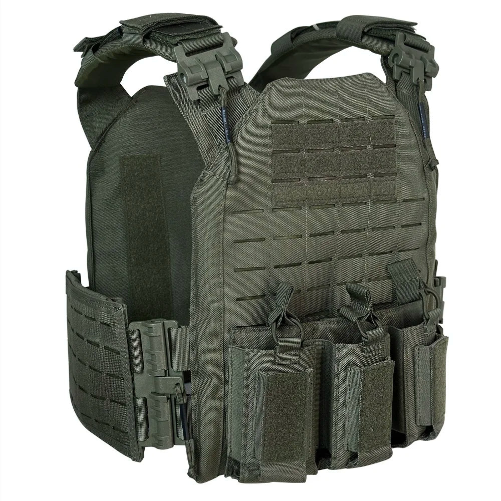 Nylon Tactical Vest With Quick Release And Triple Magazine Pouches