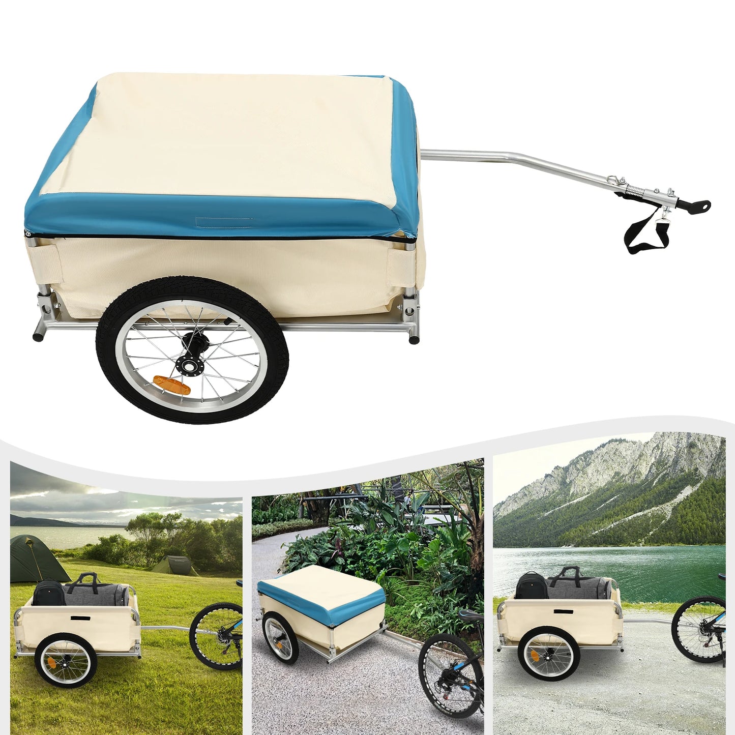Foldable Bike Trailer With Steel Frame And PVC Wheels