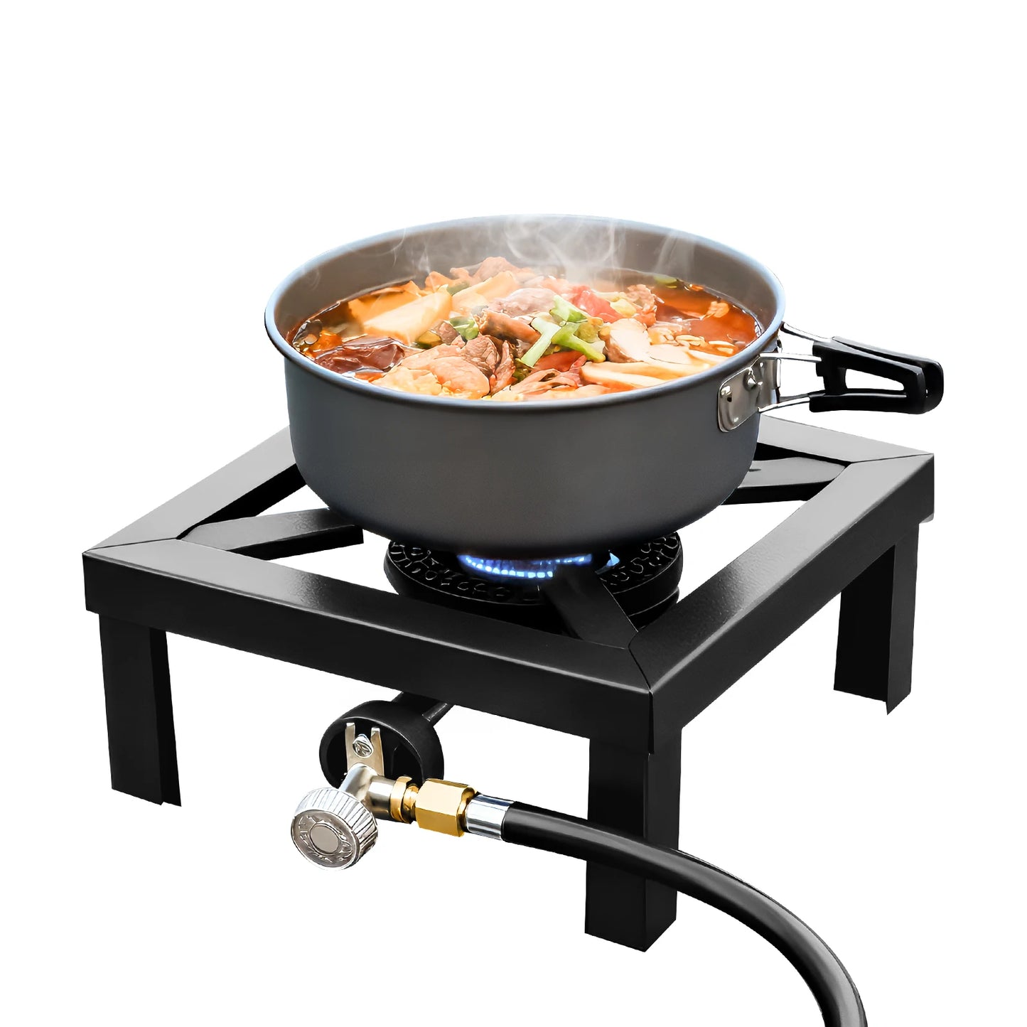 Portable Single Burner Outdoor Propane Stove With Adjustable Regulator Hose