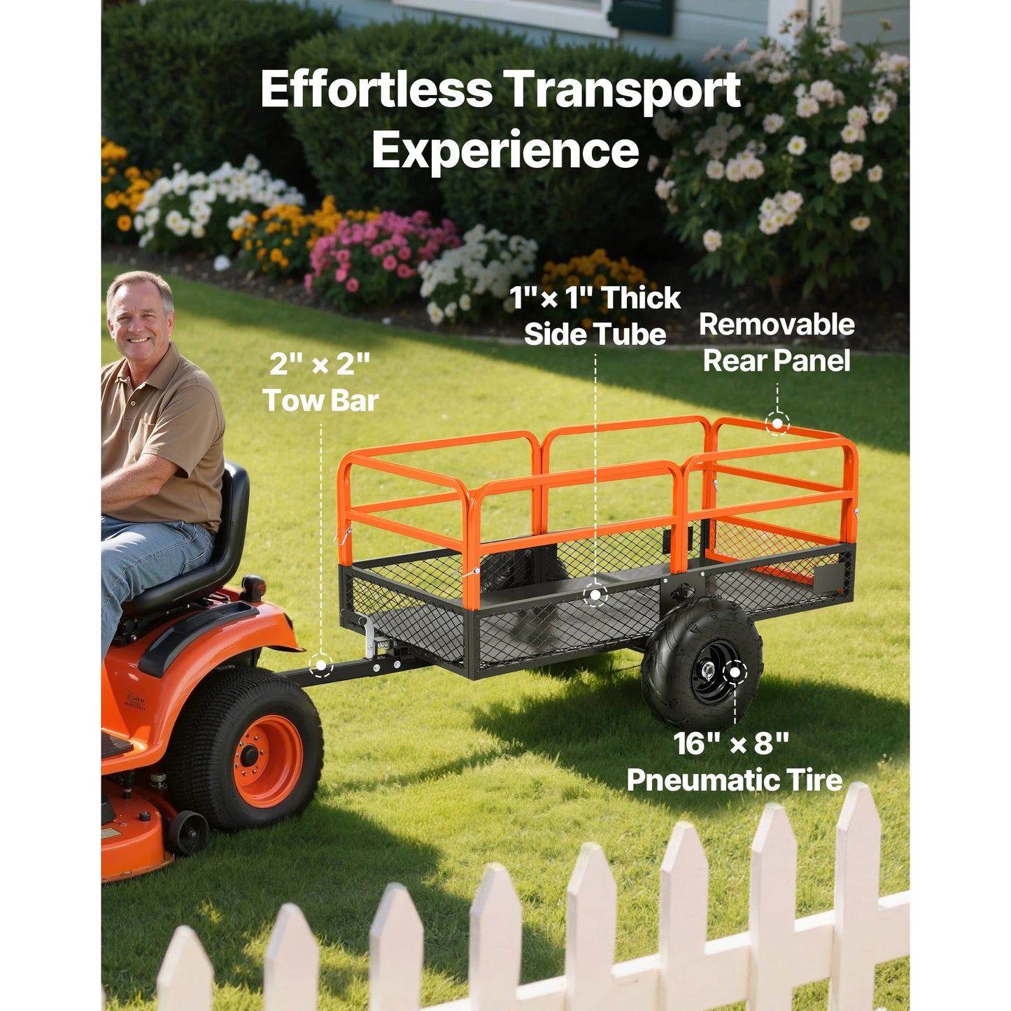 SucceBuy Garden Utility Trailer 22Cu.Ft.&1600lbs ATV UTV Trailer Tow Behind Steel Dump Removable Rear Panel Heavy Duty Trailers