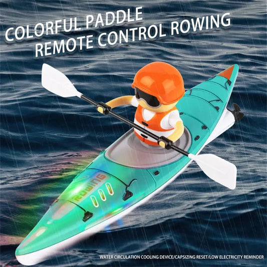 Remote Control Speedboat RC Boat Paddling Kayak Water Racing Battle Ship Game Outdoor Children's Toys for Kids Boys Gifts