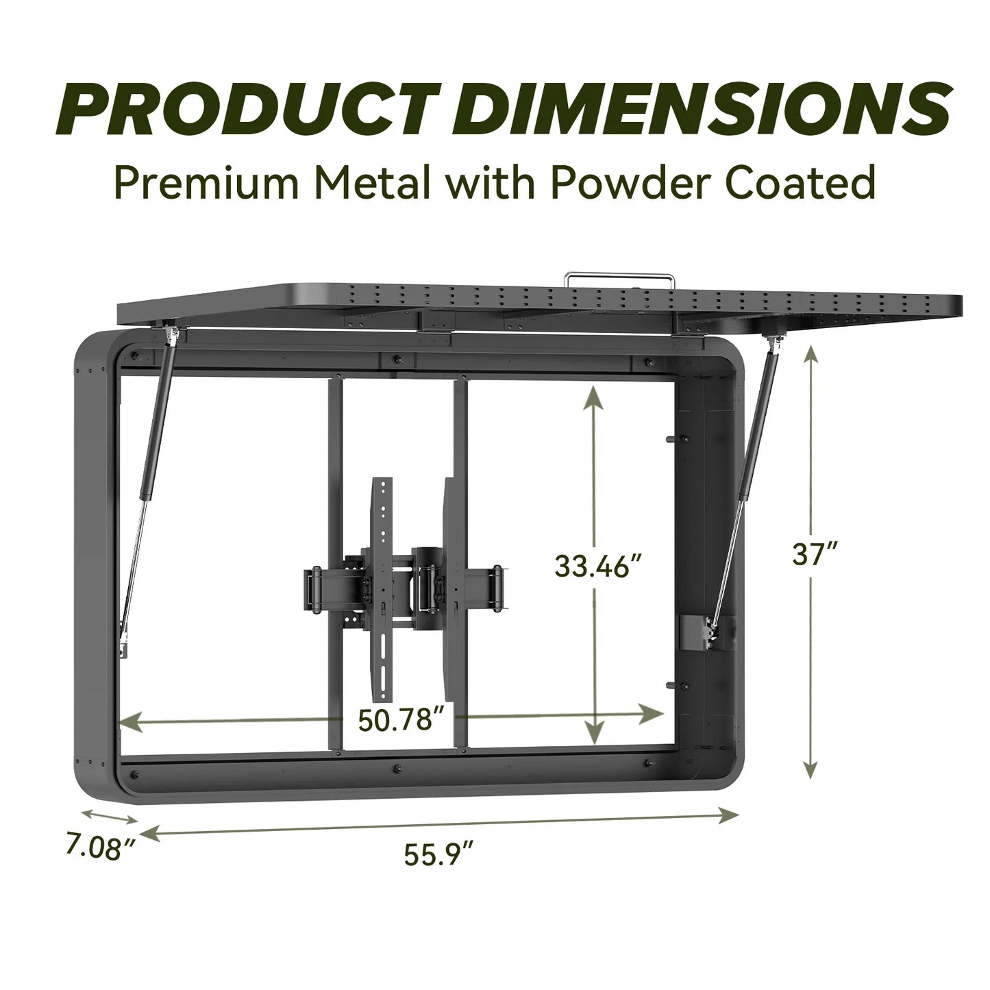 US Stock 55" Metal Outdoor TV Enclosure Weatherproof IP65 Shield Box Full Motion Pull-Out Bracket Included for Outside Patio