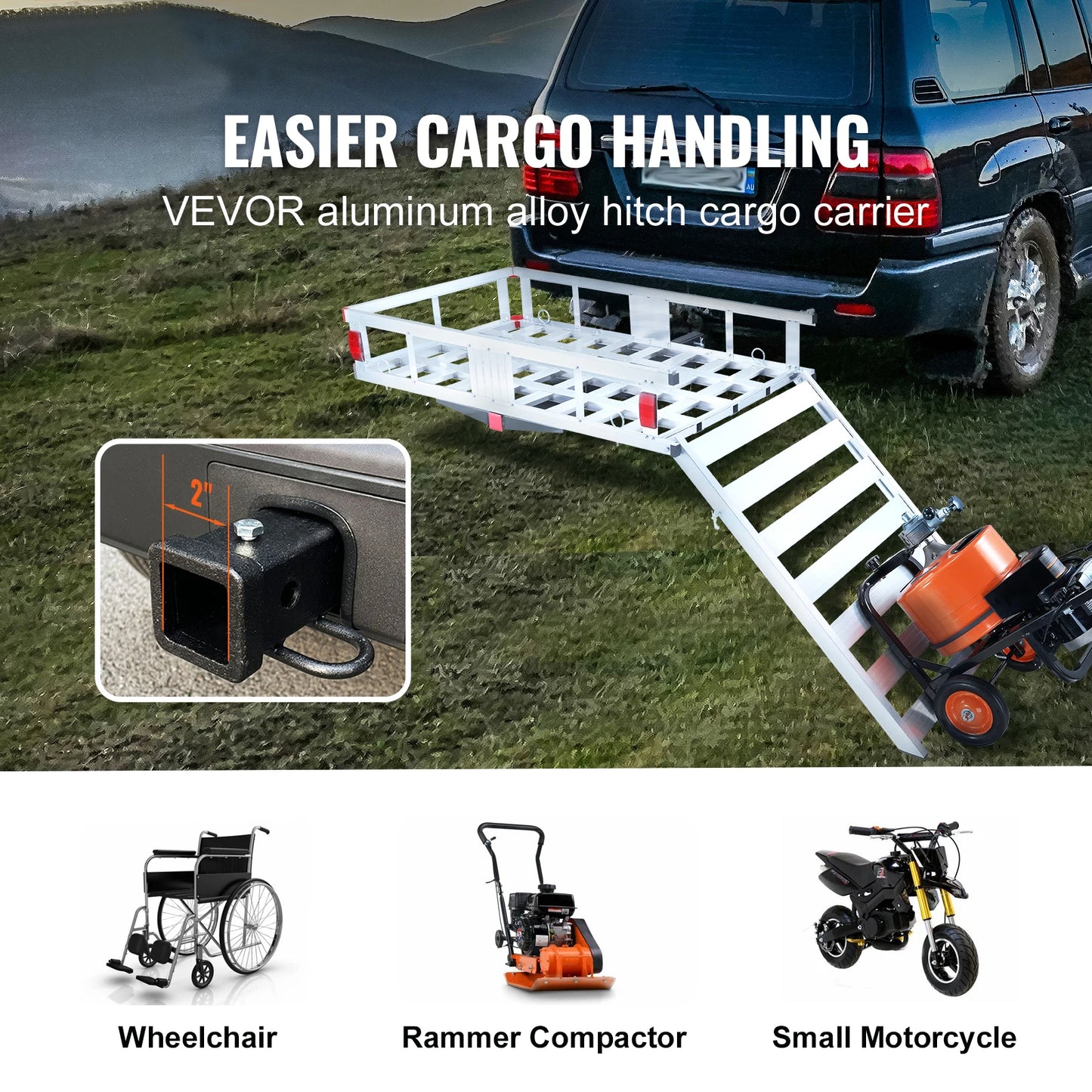 SucceBuy Aluminum Hitch Cargo Carrier Basket For Truck Camping