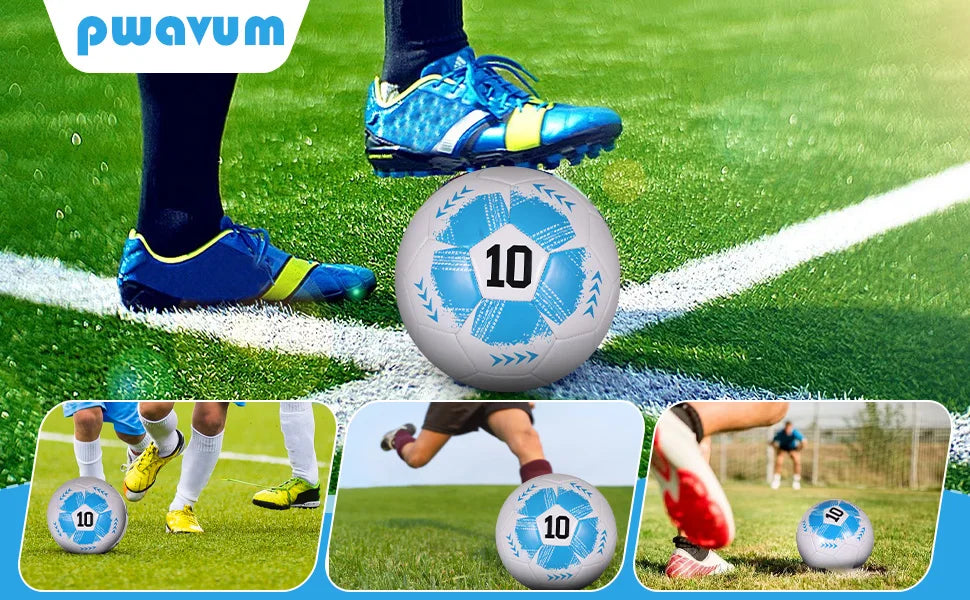 Unique Appearance Football Training PU Soccer Ball Four-layer And Proof Size 5 Machine-Stitched blue
