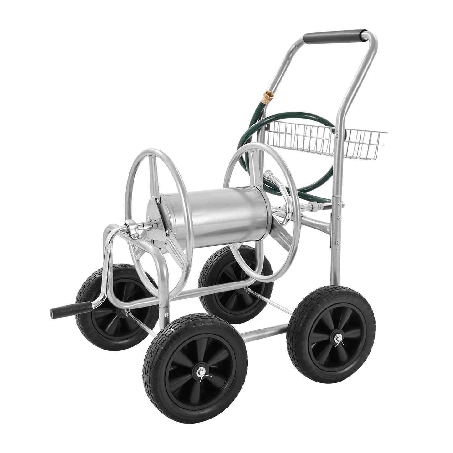 SucceBuy Hose Reel Cart Heavy Duty Garden Water Hose Reel With Basket