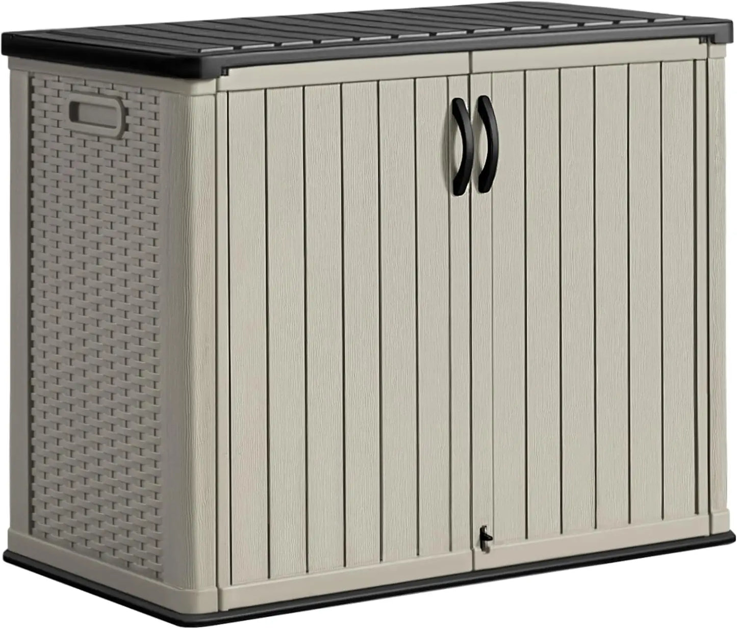 27 Cu.ft Outdoor Storage Box, Weather Resistant Resin, Easy Assembly, Beige