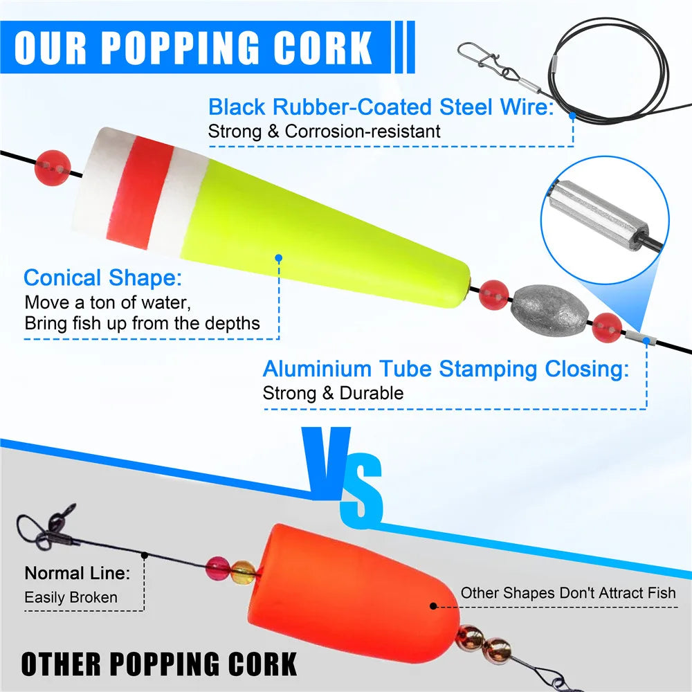 JSHANMEI Fishing Bobbers Popping Corks for Saltwater Float Rig
