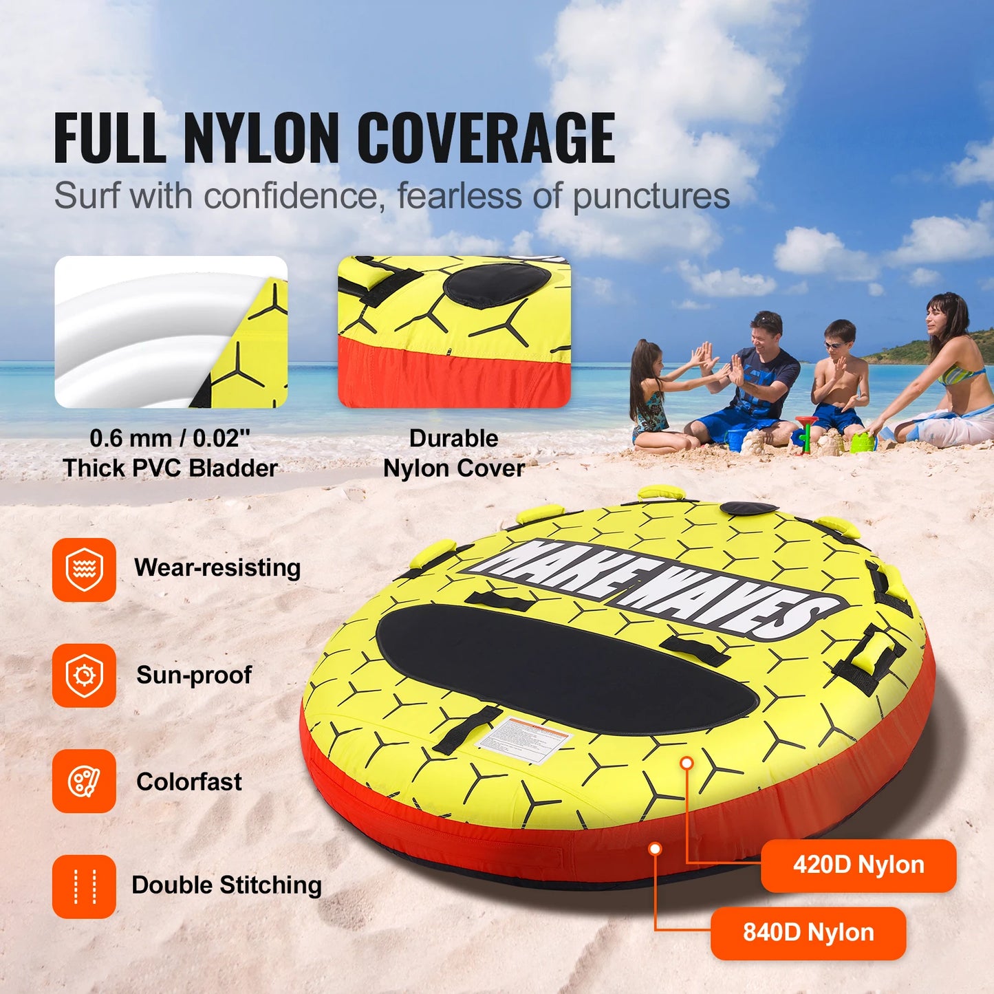 SucceBuy Towable Tube for Boating 1-3 People Water Sports