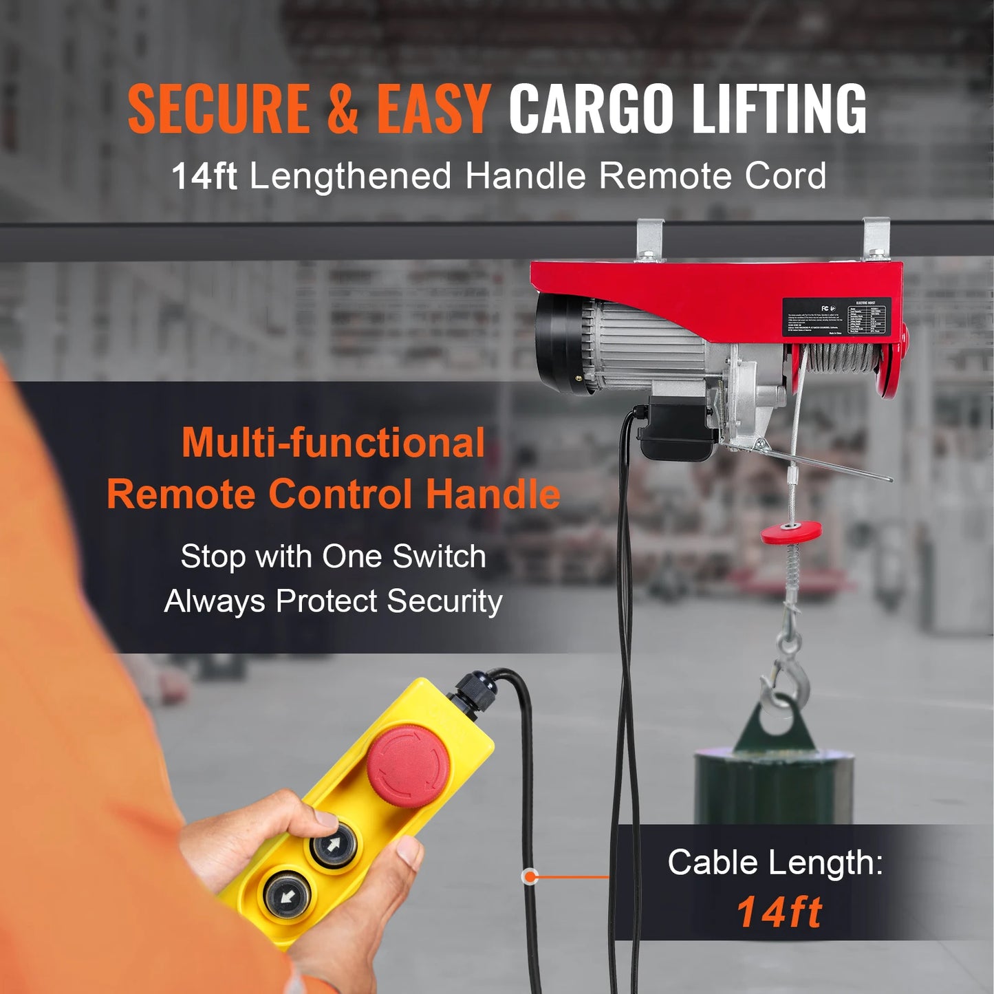 SucceBuy Electric Hoist With Wired And Wireless Remote Control
