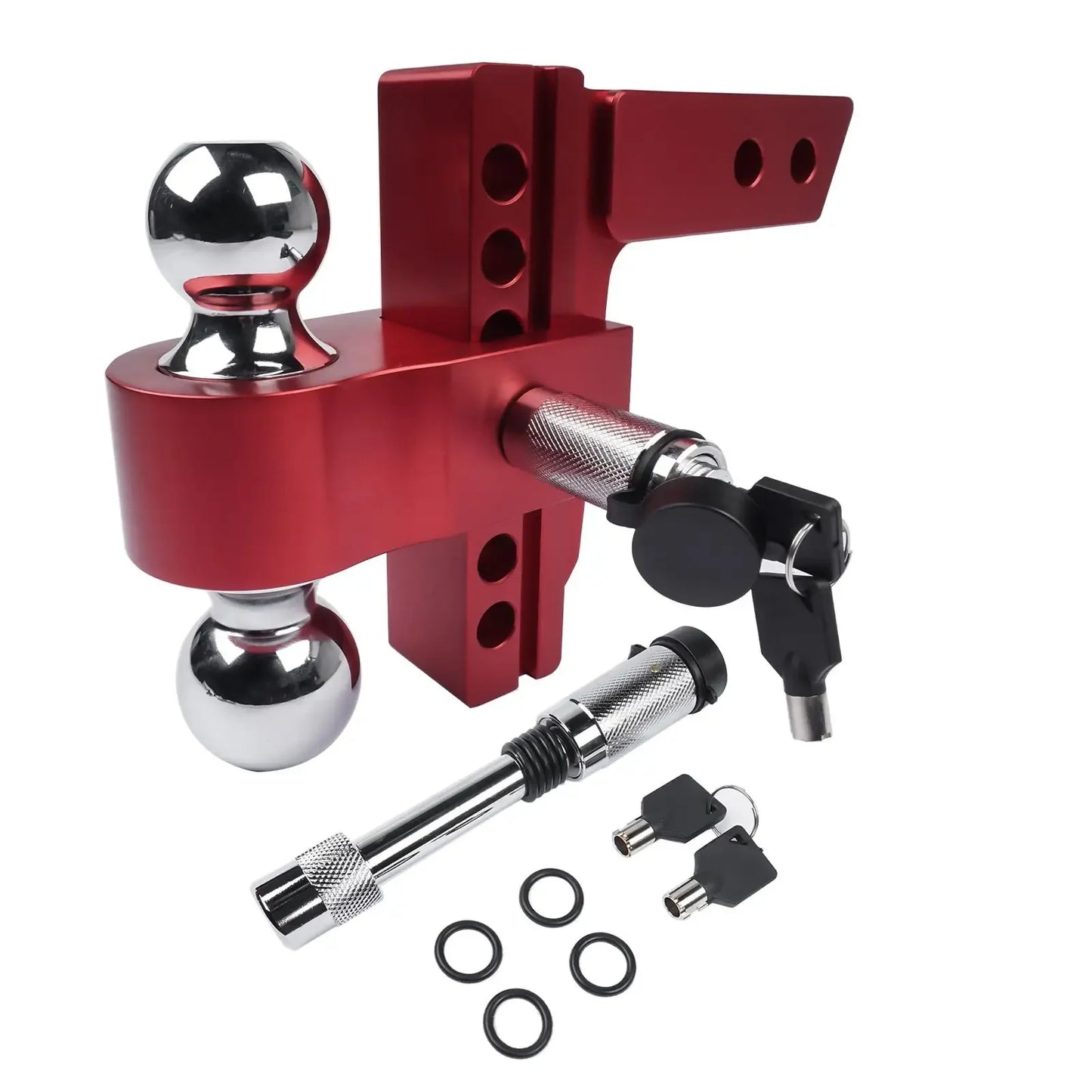 AP03 Red Adjustable Trailer Hitch Fits 2-inch Receiver 6-inch Drop Solid Tube Hitch -12500 LBS