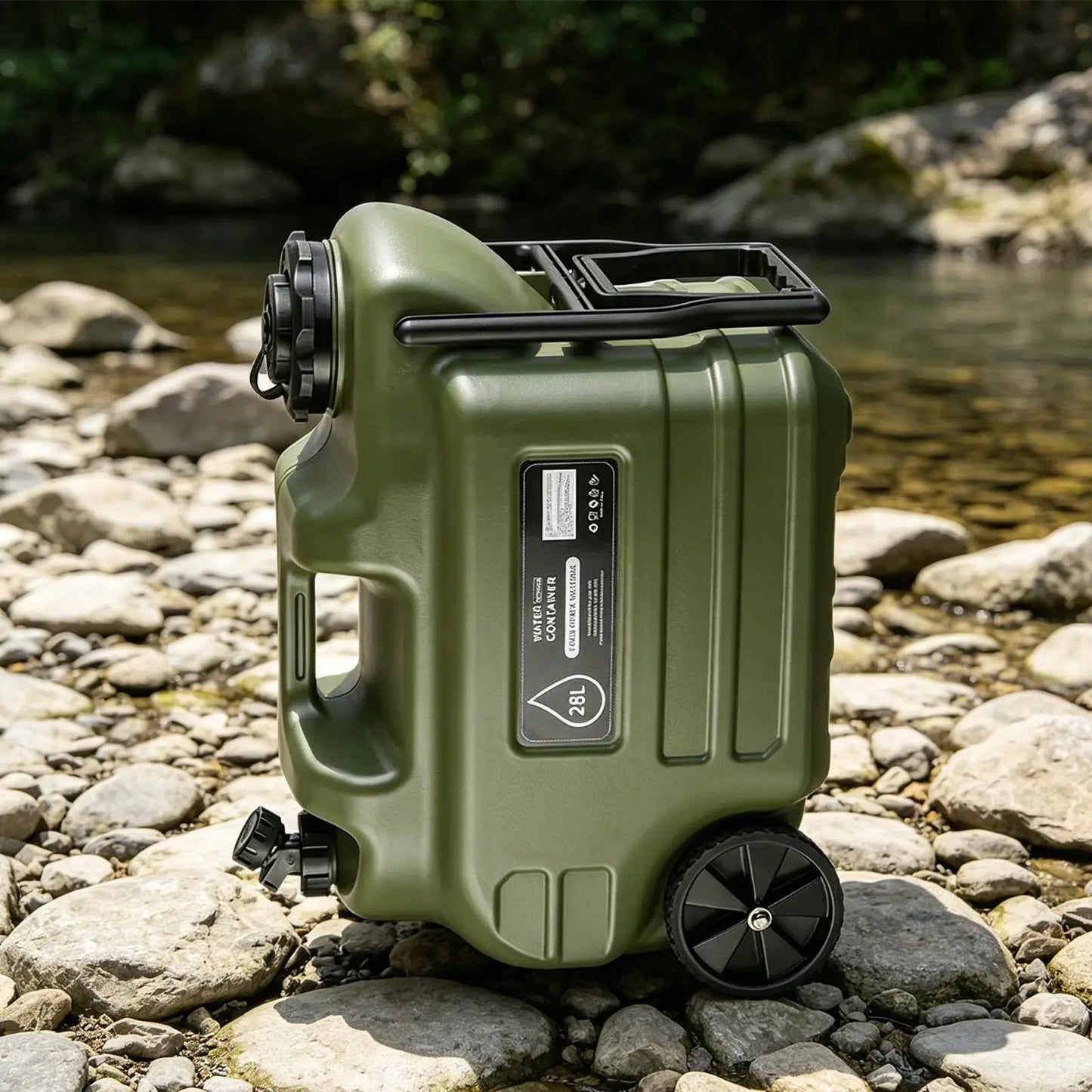 28L Camping Water Container With Faucet Portable Leak-Proof Water Bucket With Wheels Outdoor Water Jug For Picnic accessories