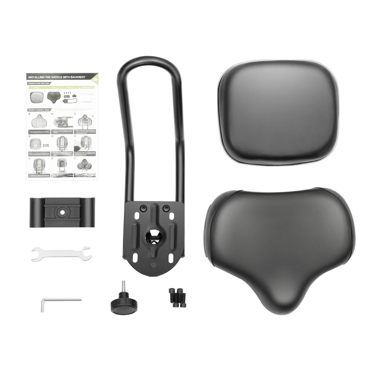 Tricycle Electric Bicycle Leather Saddle Seat With Adjustable Back Rest